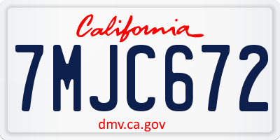 CA license plate 7MJC672