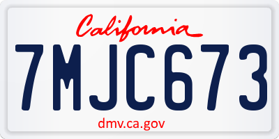 CA license plate 7MJC673