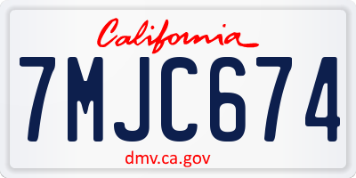 CA license plate 7MJC674
