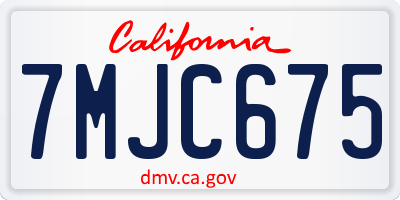 CA license plate 7MJC675