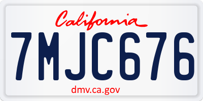 CA license plate 7MJC676