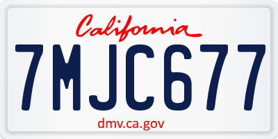 CA license plate 7MJC677