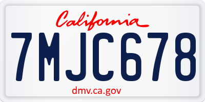 CA license plate 7MJC678