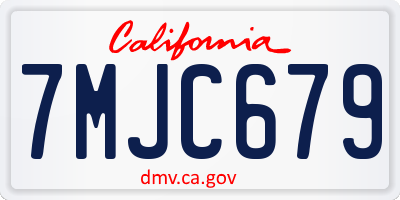 CA license plate 7MJC679