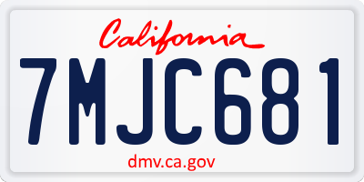 CA license plate 7MJC681