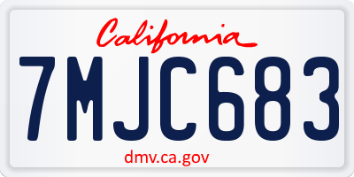 CA license plate 7MJC683