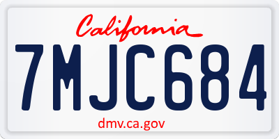 CA license plate 7MJC684