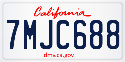 CA license plate 7MJC688