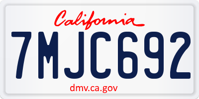 CA license plate 7MJC692