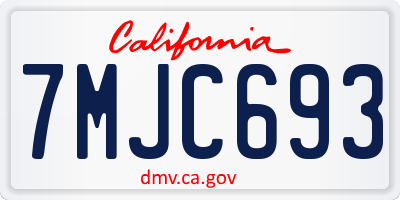 CA license plate 7MJC693
