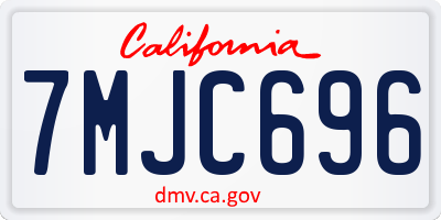 CA license plate 7MJC696