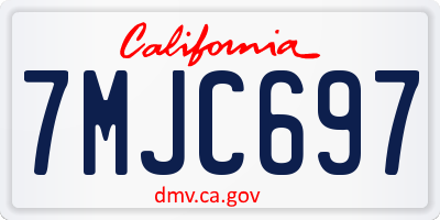 CA license plate 7MJC697