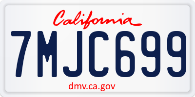CA license plate 7MJC699