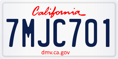 CA license plate 7MJC701