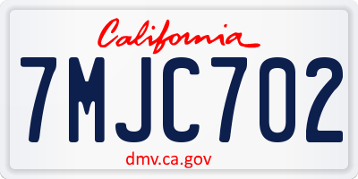 CA license plate 7MJC702