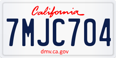 CA license plate 7MJC704