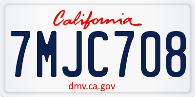 CA license plate 7MJC708