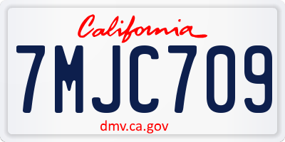 CA license plate 7MJC709