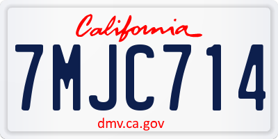 CA license plate 7MJC714