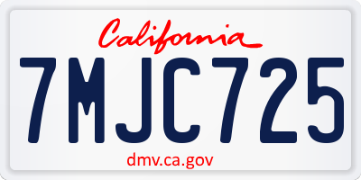 CA license plate 7MJC725