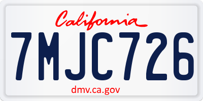 CA license plate 7MJC726