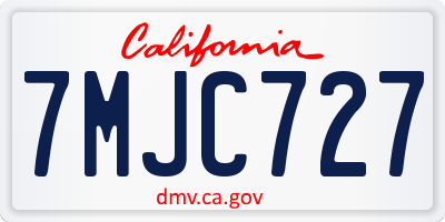 CA license plate 7MJC727