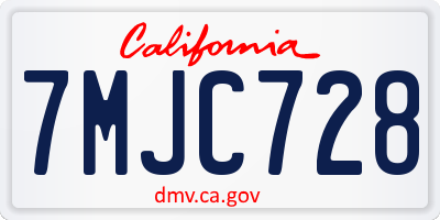 CA license plate 7MJC728