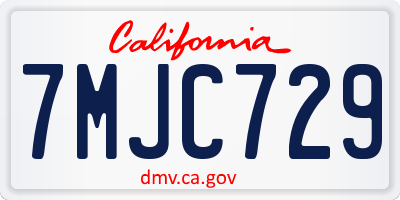 CA license plate 7MJC729