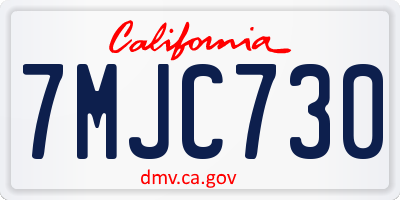 CA license plate 7MJC730
