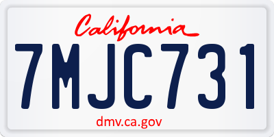 CA license plate 7MJC731