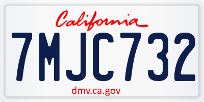 CA license plate 7MJC732
