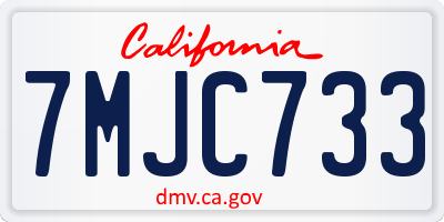 CA license plate 7MJC733