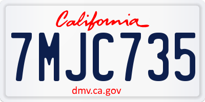 CA license plate 7MJC735