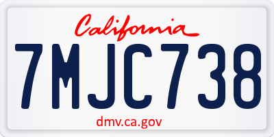 CA license plate 7MJC738