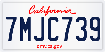 CA license plate 7MJC739