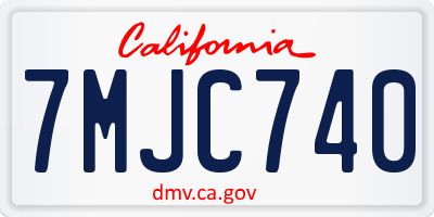 CA license plate 7MJC740