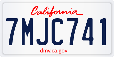 CA license plate 7MJC741