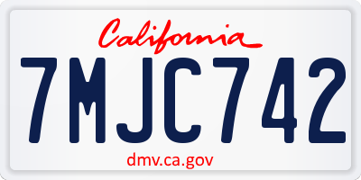 CA license plate 7MJC742