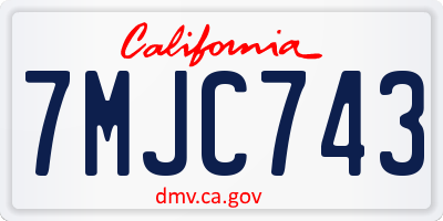 CA license plate 7MJC743