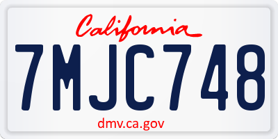 CA license plate 7MJC748