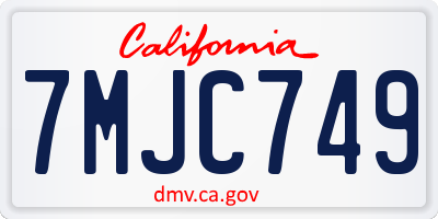 CA license plate 7MJC749