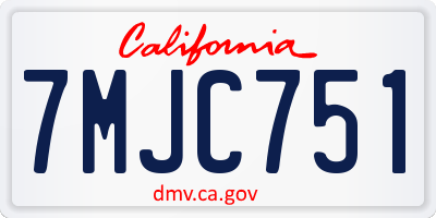 CA license plate 7MJC751