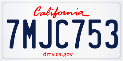 CA license plate 7MJC753