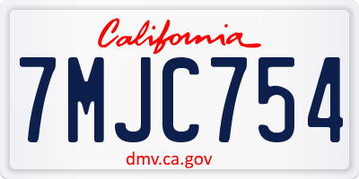 CA license plate 7MJC754