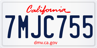 CA license plate 7MJC755