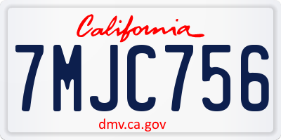 CA license plate 7MJC756