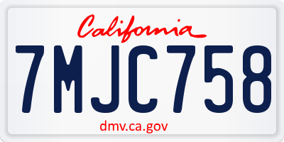 CA license plate 7MJC758