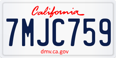 CA license plate 7MJC759