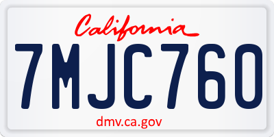 CA license plate 7MJC760
