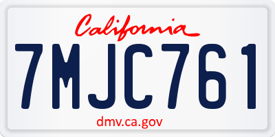 CA license plate 7MJC761